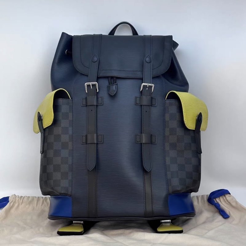 LV 拼色水波紋後背包34*43*12 98新配件塵袋-0