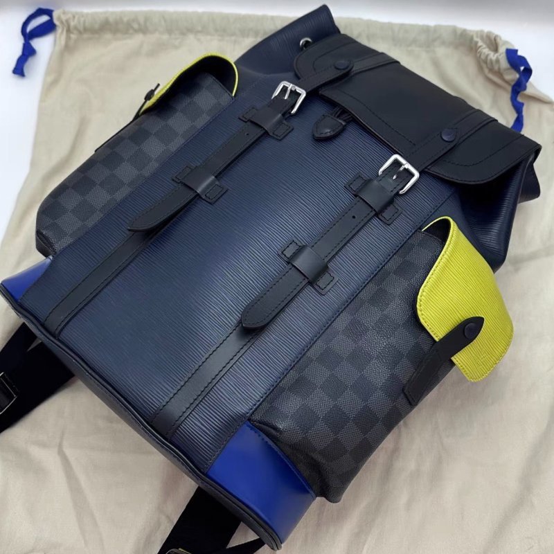 LV 拼色水波紋後背包34*43*12 98新配件塵袋-2