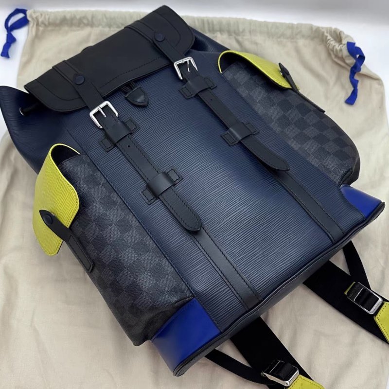 LV 拼色水波紋後背包34*43*12 98新配件塵袋-4