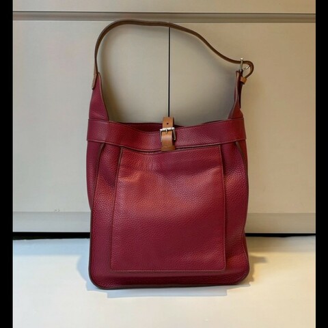 Hermes 單把紅皮革hobo包 Marwari