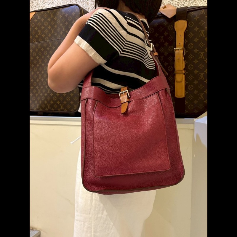 Hermes 單把紅皮革hobo包 Marwari-1