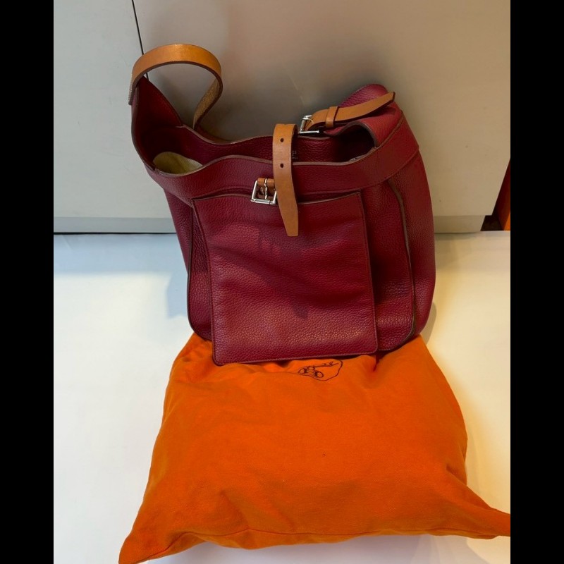 Hermes 單把紅皮革hobo包 Marwari-4