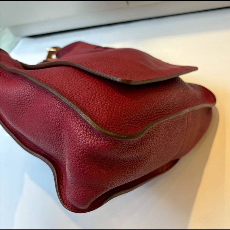 Hermes 單把紅皮革hobo包 Marwari-5