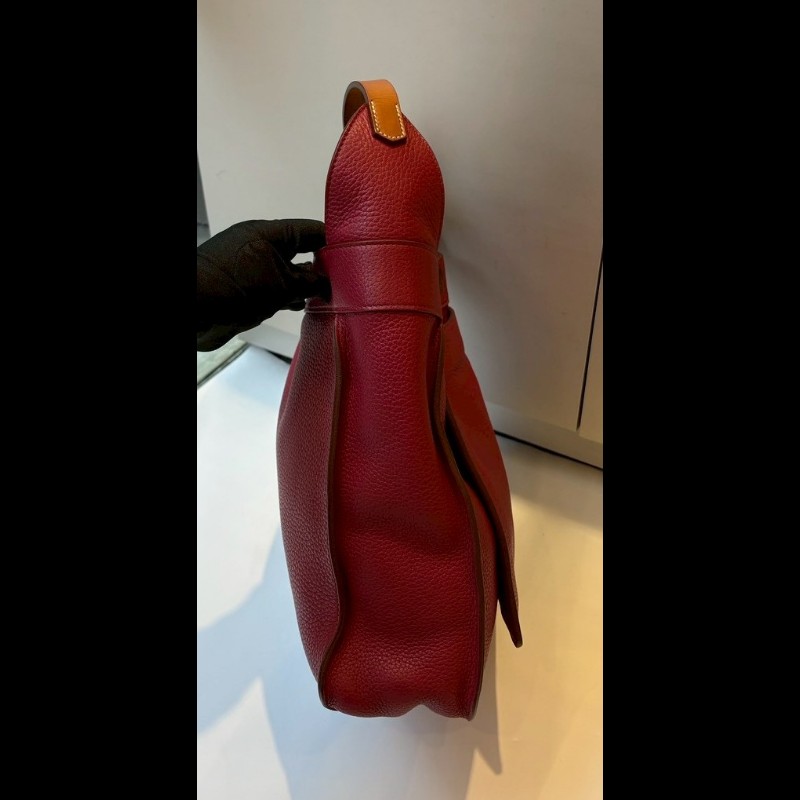 Hermes 單把紅皮革hobo包 Marwari-6
