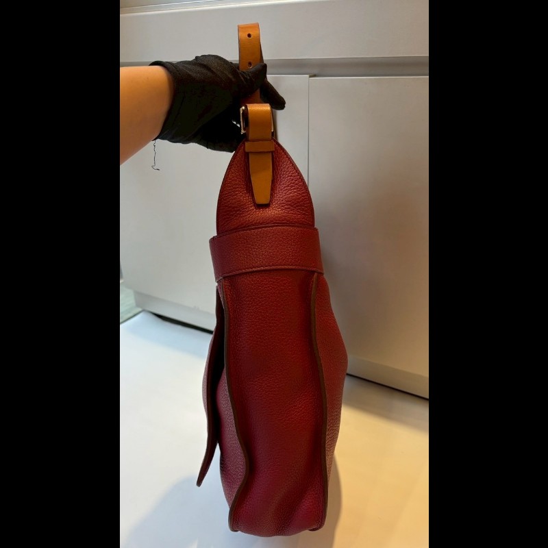 Hermes 單把紅皮革hobo包 Marwari-11