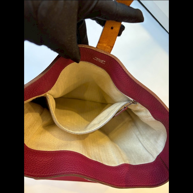 Hermes 單把紅皮革hobo包 Marwari-13