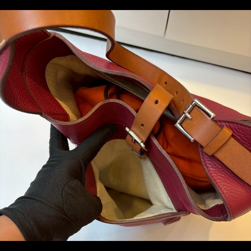 Hermes 單把紅皮革hobo包 Marwari-18