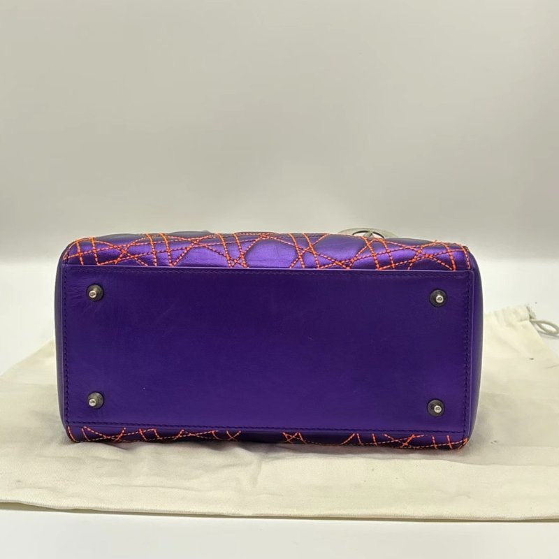 DIOR 炫彩紫色五格黛妃手提肩背包24*20*12 98新配件塵袋購證-3