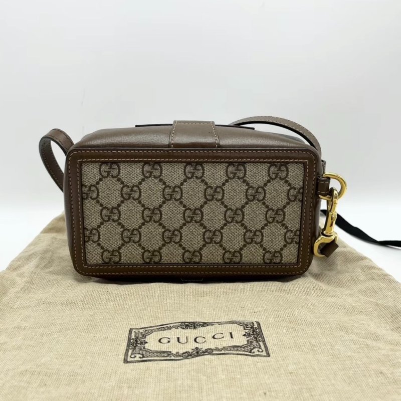 GUCCI 經典老花金扣盒子肩背斜背包 17.5*10*6 98新配件塵袋購證-4