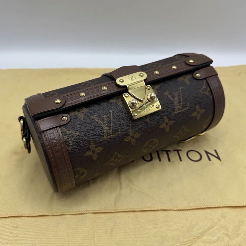 LV PAPILLONTRUNK老花圓筒肩背斜背包20*9*9 98新配件塵袋-4