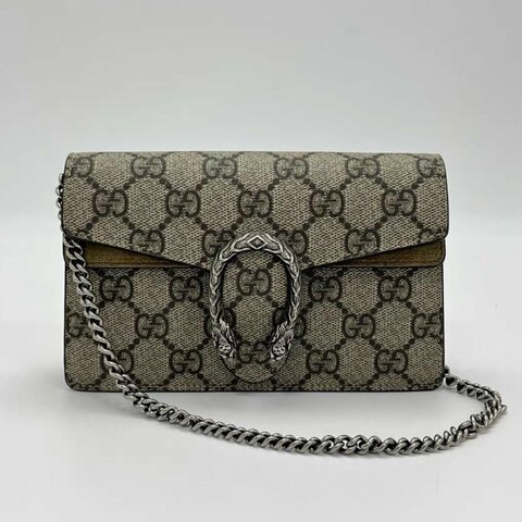 GUCCI 老花mini酒神肩背斜背鏈條包16.5*10*3 98新配件塵袋