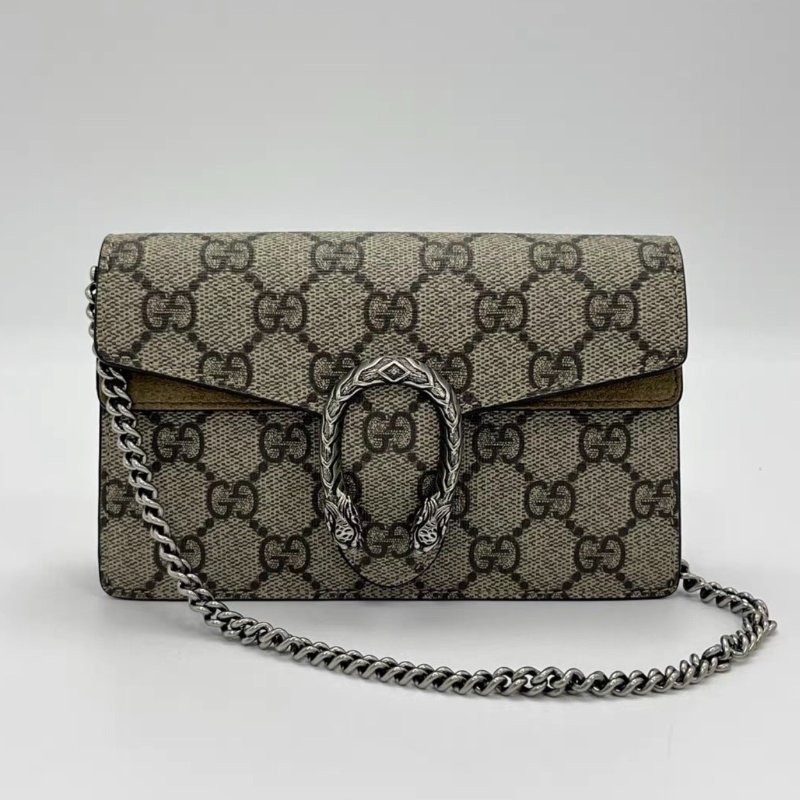 GUCCI 老花mini酒神肩背斜背鏈條包16.5*10*3 98新配件塵袋-0