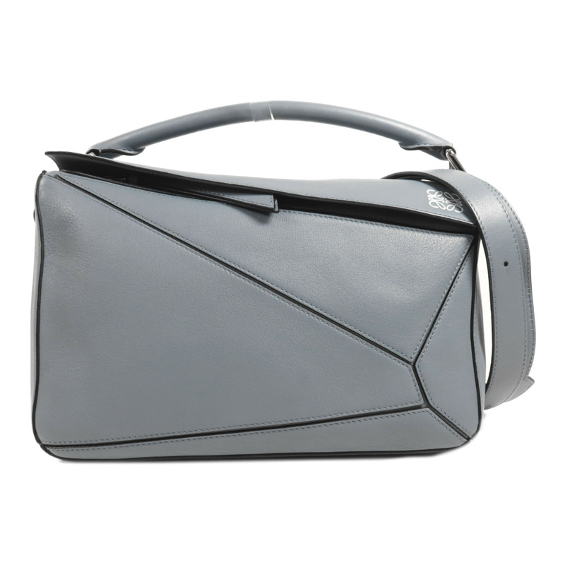 LOEWE 牛皮皮革Puzzle Medium銀扣手挽肩背兩用袋-0