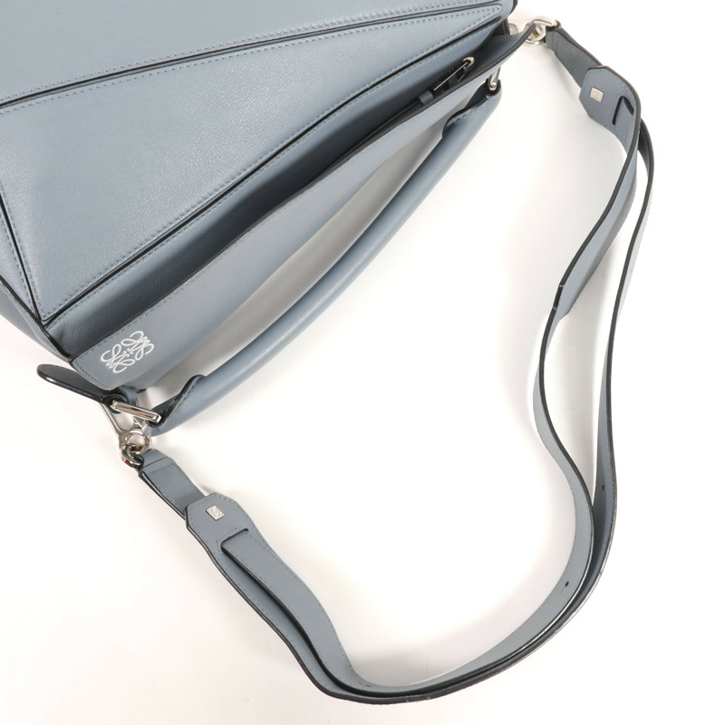 LOEWE 牛皮皮革Puzzle Medium銀扣手挽肩背兩用袋-7