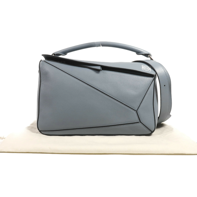 LOEWE 牛皮皮革Puzzle Medium銀扣手挽肩背兩用袋-8