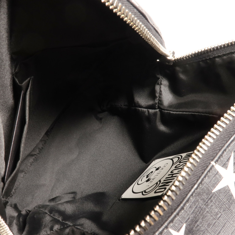 MOSCHINO 塗層帆布Backpack銀扣背包-4