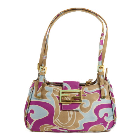 FENDI 帆布Vintage Baguette金扣肩背袋