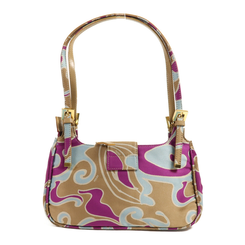 FENDI 帆布Vintage Baguette金扣肩背袋-1