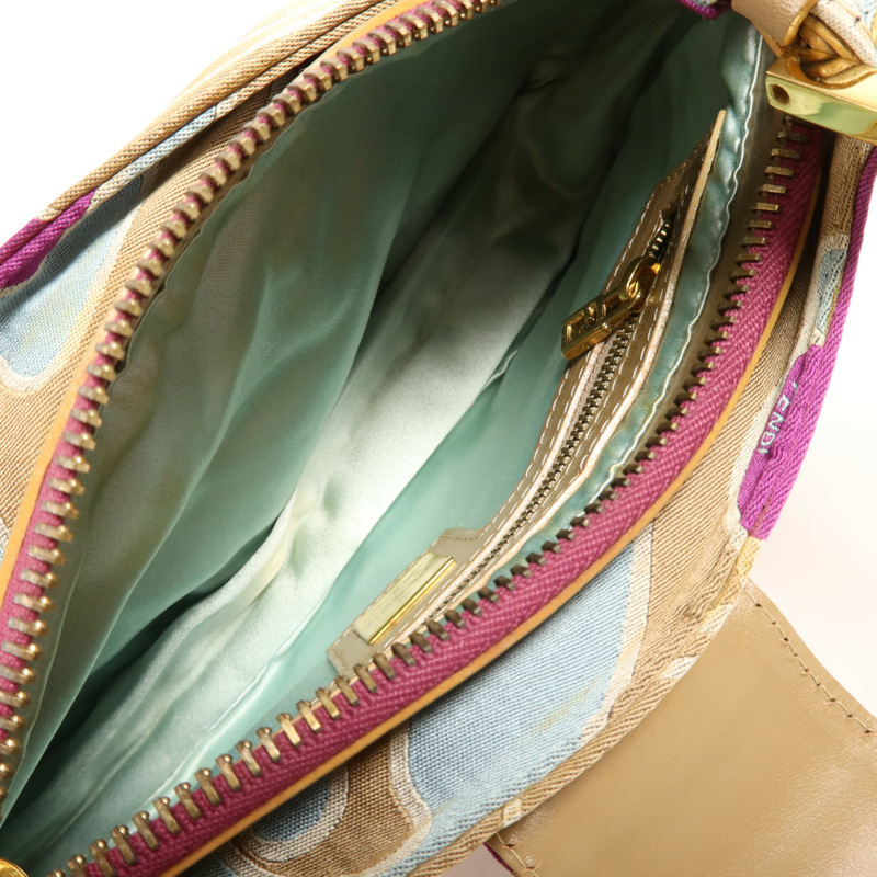 FENDI 帆布Vintage Baguette金扣肩背袋-4