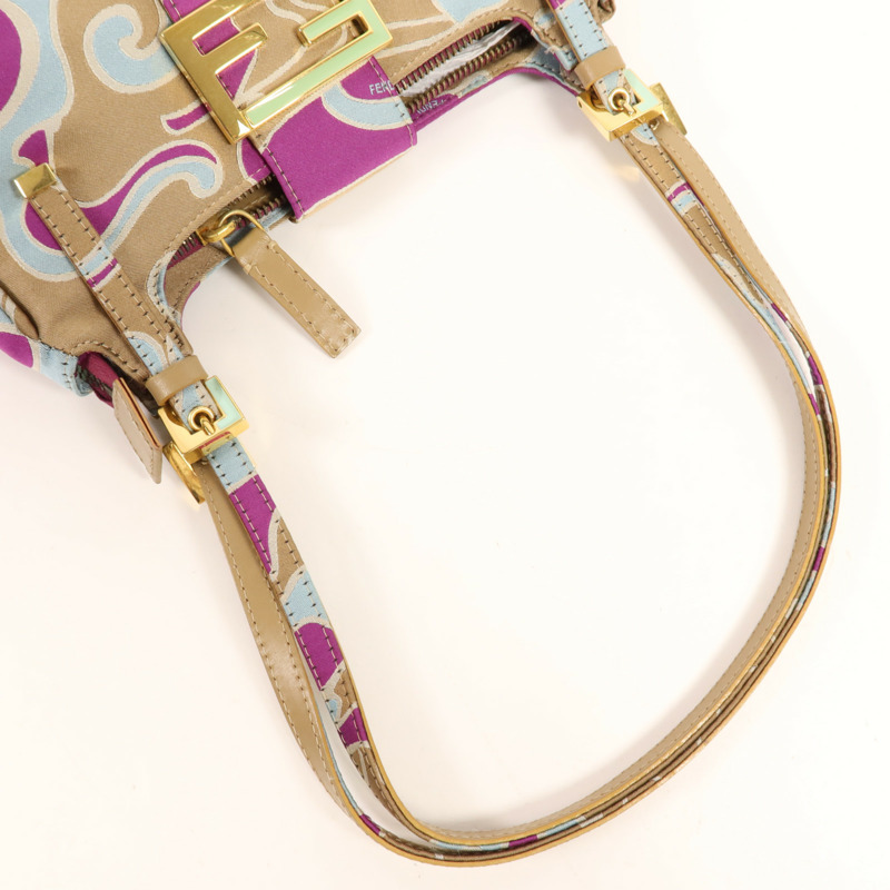 FENDI 帆布Vintage Baguette金扣肩背袋-7