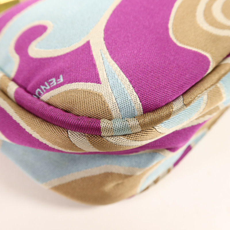 FENDI 帆布Vintage Baguette金扣肩背袋-9