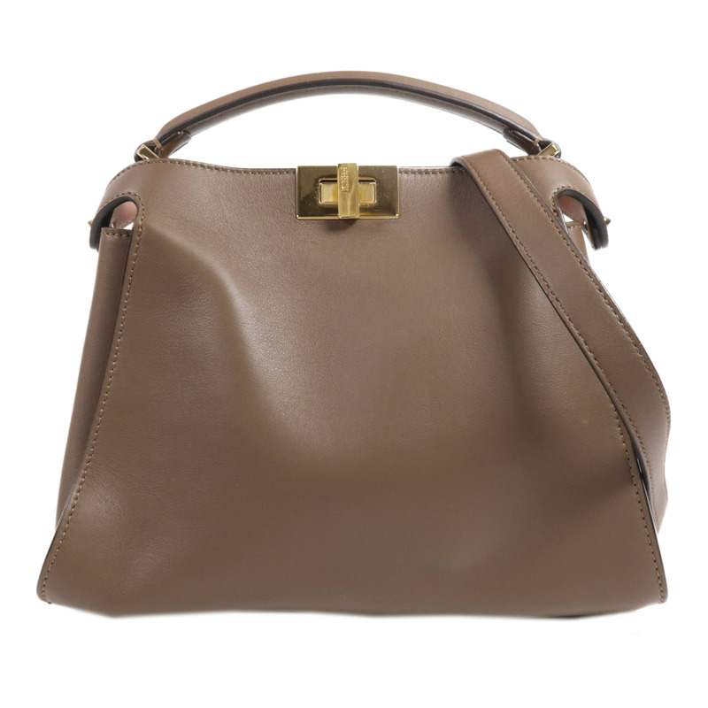 FENDI 牛皮皮革Peekaboo金扣手挽肩背兩用袋-0
