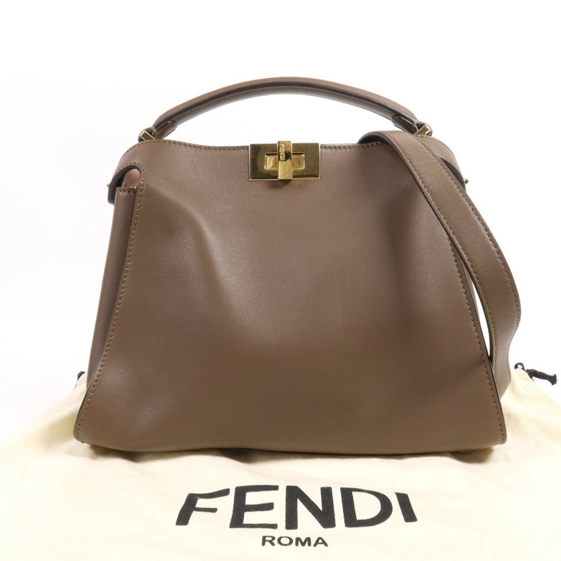 FENDI 牛皮皮革Peekaboo金扣手挽肩背兩用袋-8