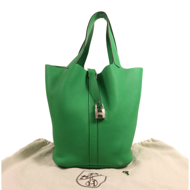 HERMES Clemence皮革Picotin GM銀扣手挽袋-9