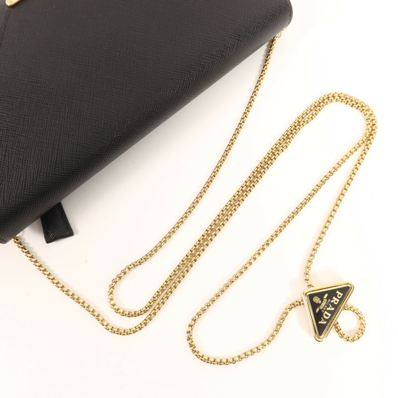 PRADA 牛皮皮革Chain Shoulder金扣鏈帶肩背袋-6
