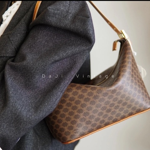 Celine 棕色凱旋門飯盒包 單肩包