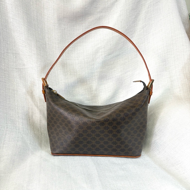 Celine 棕色凱旋門飯盒包 單肩包-1