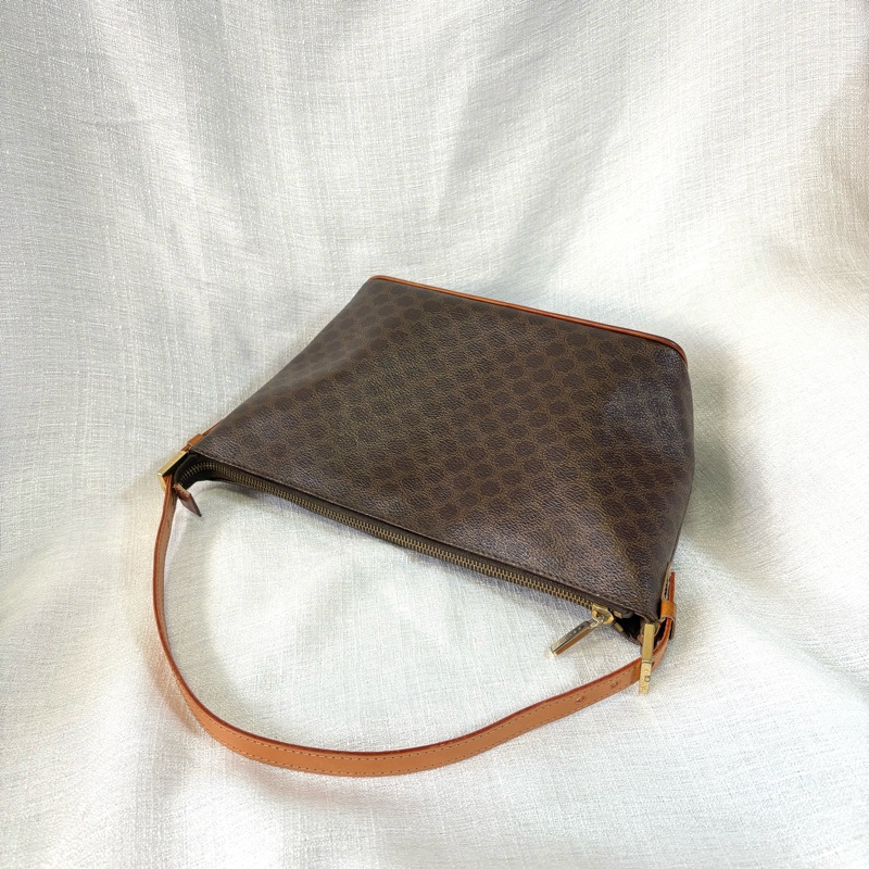 Celine 棕色凱旋門飯盒包 單肩包-2