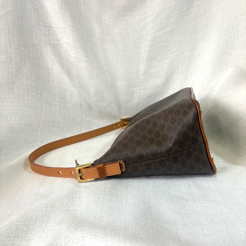 Celine 棕色凱旋門飯盒包 單肩包-4