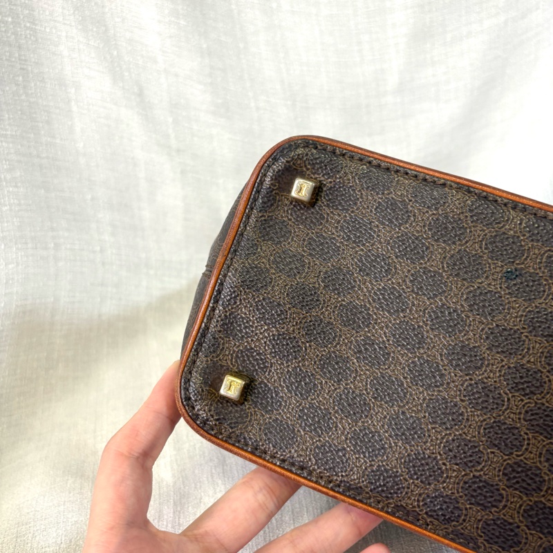 Celine 棕色凱旋門飯盒包 單肩包-6