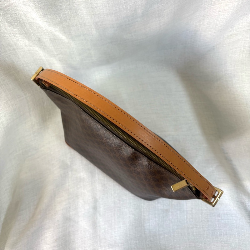 Celine 棕色凱旋門飯盒包 單肩包-13