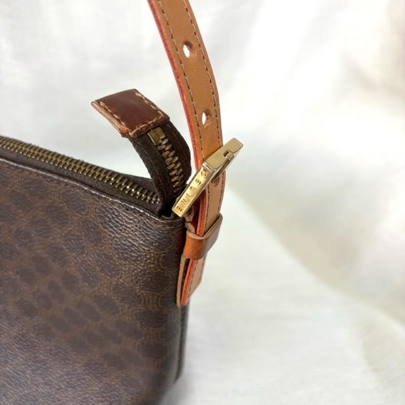 Celine 棕色凱旋門飯盒包 單肩包-15