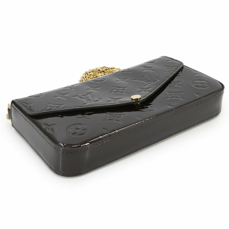 路易威登 Monogram Vernis Pochette Felicie 鏈條錢包,紫紅色皮革款,M61267-4
