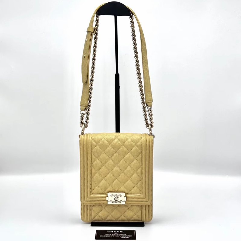 CHANEL 荔枝牛皮Leboy 鍊條包 16.5*20*6 98新配件保卡塵袋-0