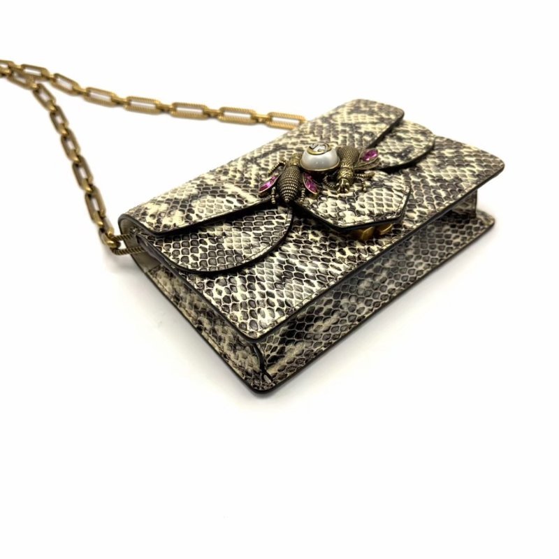 ️GUCCI 限量版蛇皮broadway珍珠蜜蜂woc鏈條包 18*12*4 98新配件塵袋-2