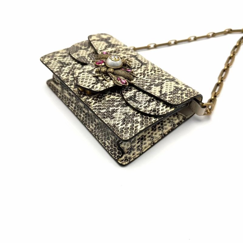 ️GUCCI 限量版蛇皮broadway珍珠蜜蜂woc鏈條包 18*12*4 98新配件塵袋-4