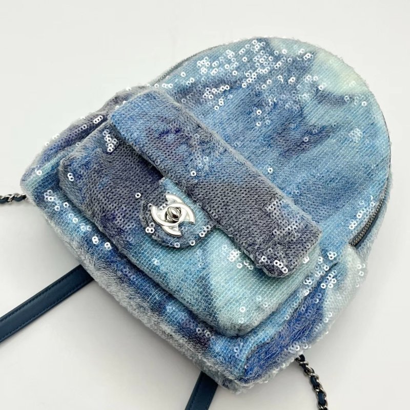 ️CHANEL 亮片雲朵漸變銀扣後背包18*21*10 98新配件塵袋-2