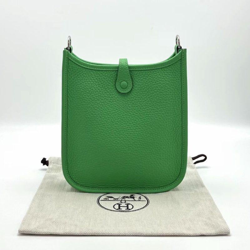 HERMES 漫畫綠銀扣伊芙琳mini 18*20*5.5 全新閒置配件盒子塵袋購證吊牌-5