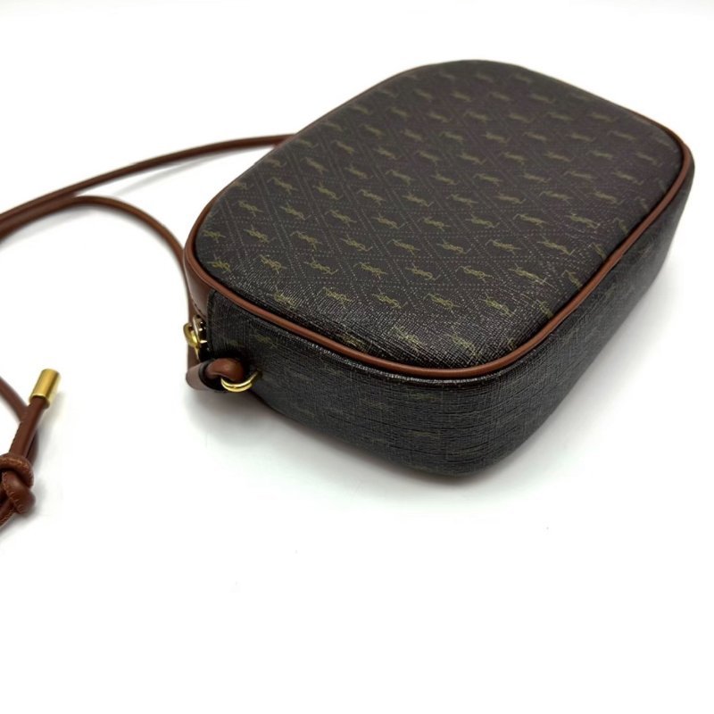 YSL 棕色Monogram老花肩背斜背相機包 22.5*15*5.5 98新配件塵袋-1