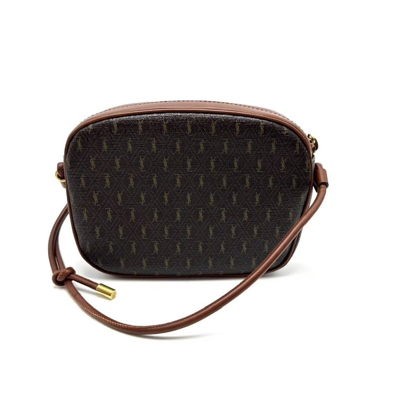 YSL 棕色Monogram老花肩背斜背相機包 22.5*15*5.5 98新配件塵袋-4