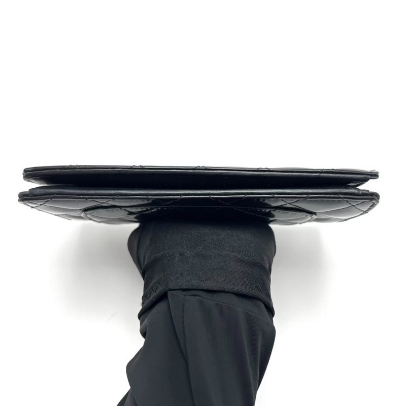 CHANEL soblack漆皮折疊長款錢包18.5*9.5*2.5 98新配件塵袋-3