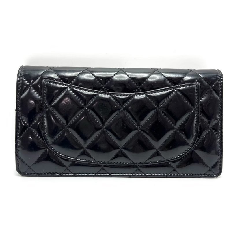 CHANEL soblack漆皮折疊長款錢包18.5*9.5*2.5 98新配件塵袋-5