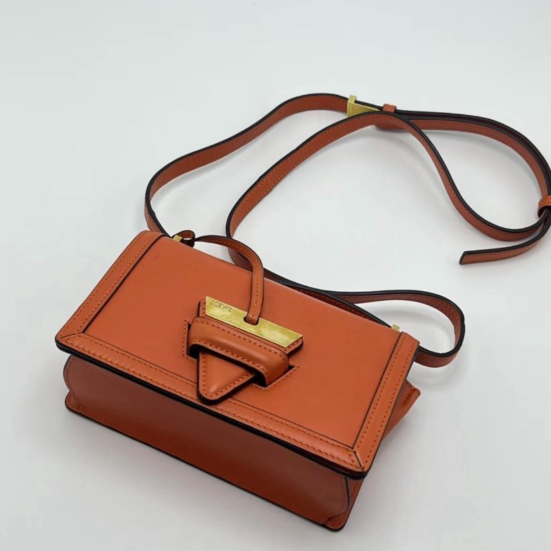 LOEWE 橘色巴塞羅那三角肩背斜背包19*12*7 98新配件塵袋-2
