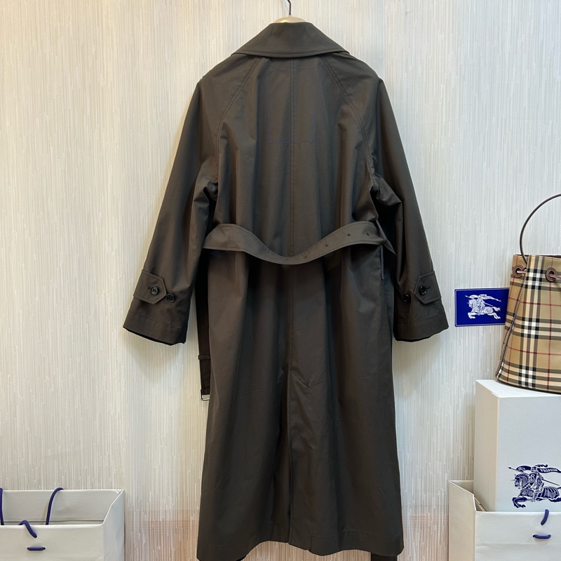 BURBERRY英國深棕色格紋馬術騎士雙面穿風衣UK2-13