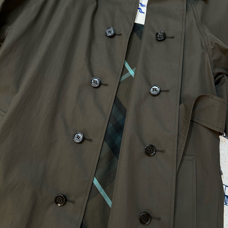 BURBERRY英國深棕色格紋馬術騎士雙面穿風衣UK2-17