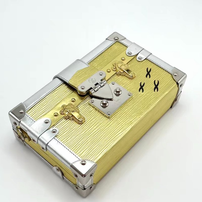 ️LV 金色PETITE MALLE硬盒子肩背斜背包 芯片款 20*12*6 98新配件塵袋-2